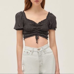 UO Shay cinched polka dot top